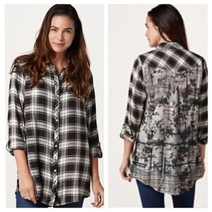Taloni Collection Plaid Tunic Button Up Shirt Size 3X